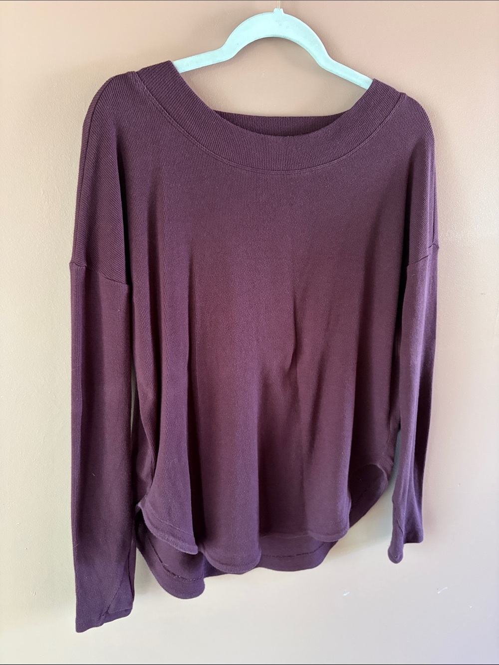 Athleta Long-Sleeve Scoop Neck Top in Deep Plum